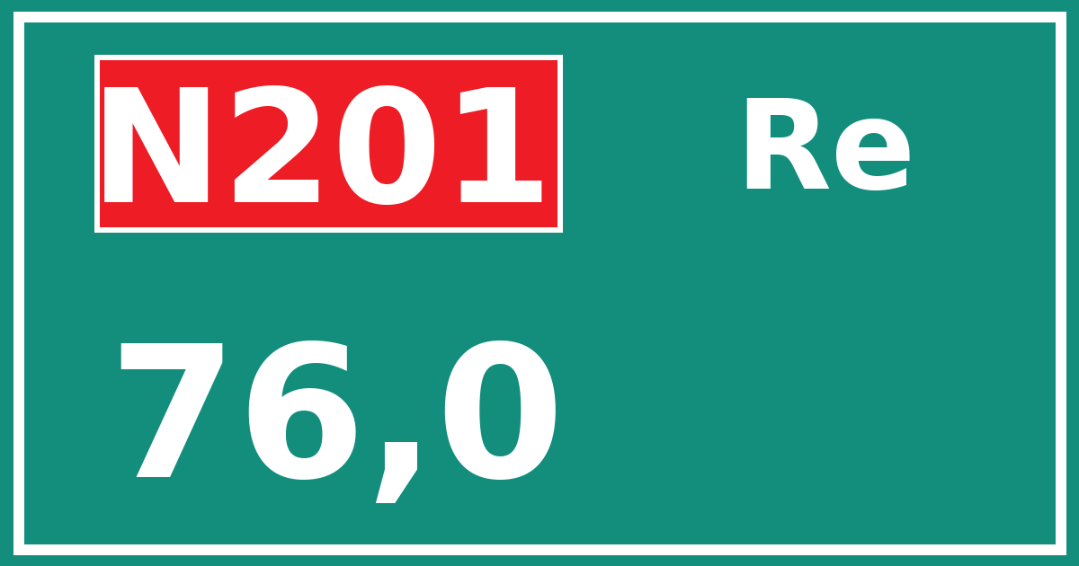 Hectometerbord N201 76,0 zijde Re
