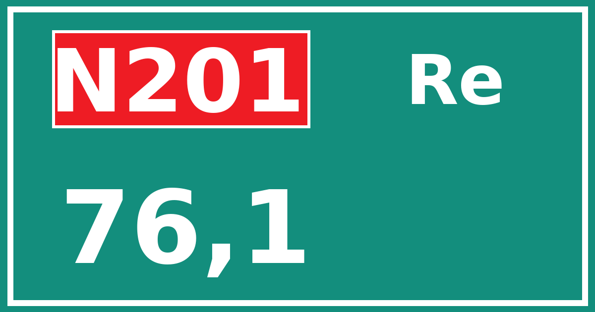 Hectometerbord N201 76,1 zijde Re