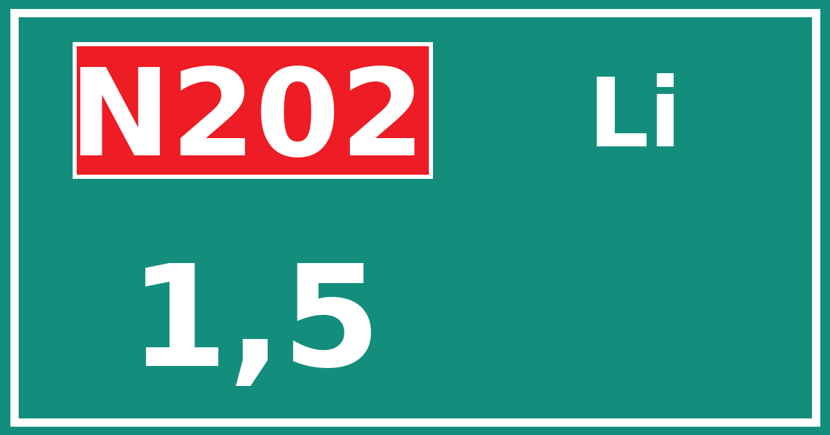 Hectometerbord N202 1,5 zijde Li