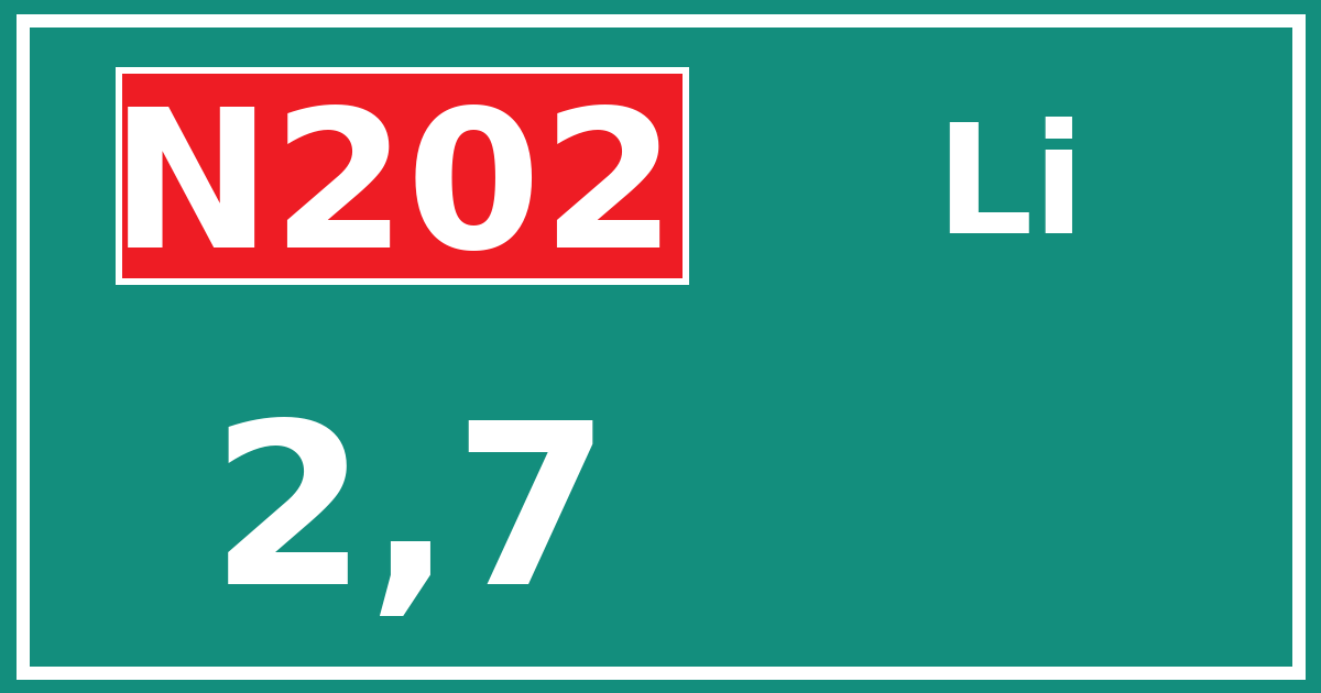 Hectometerbord N202 2,7 zijde Li