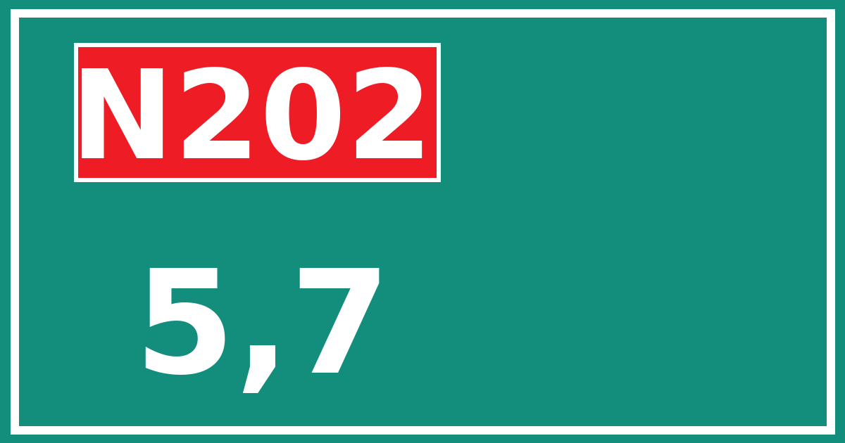 Hectometerbord N202 5,7