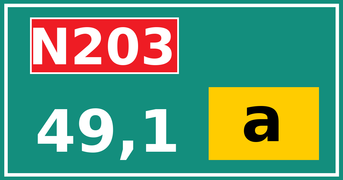 Hectometerbord N203 49,1 letter a