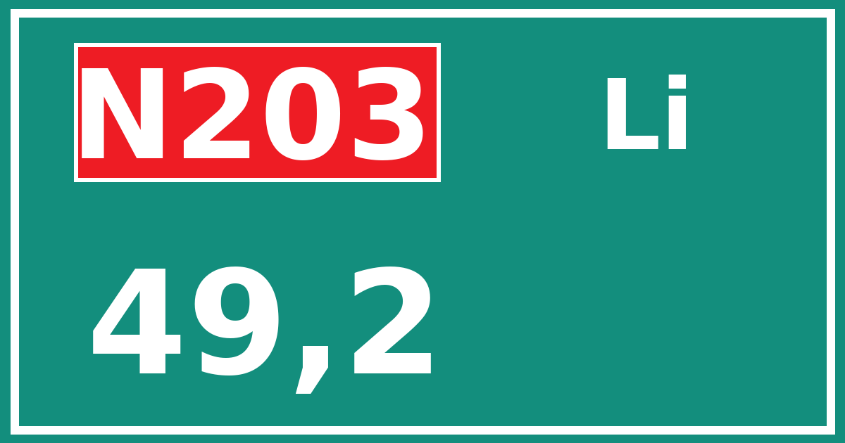 Hectometerbord N203 49,2 zijde Li