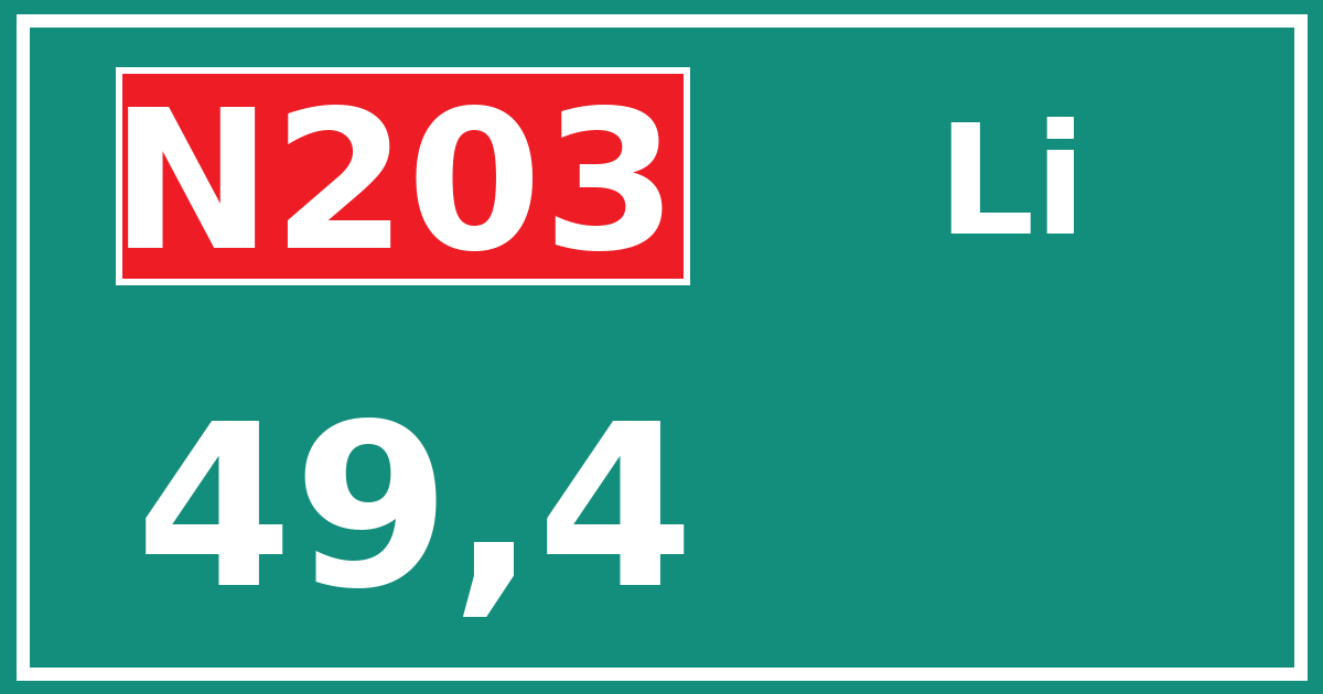 Hectometerbord N203 49,4 zijde Li