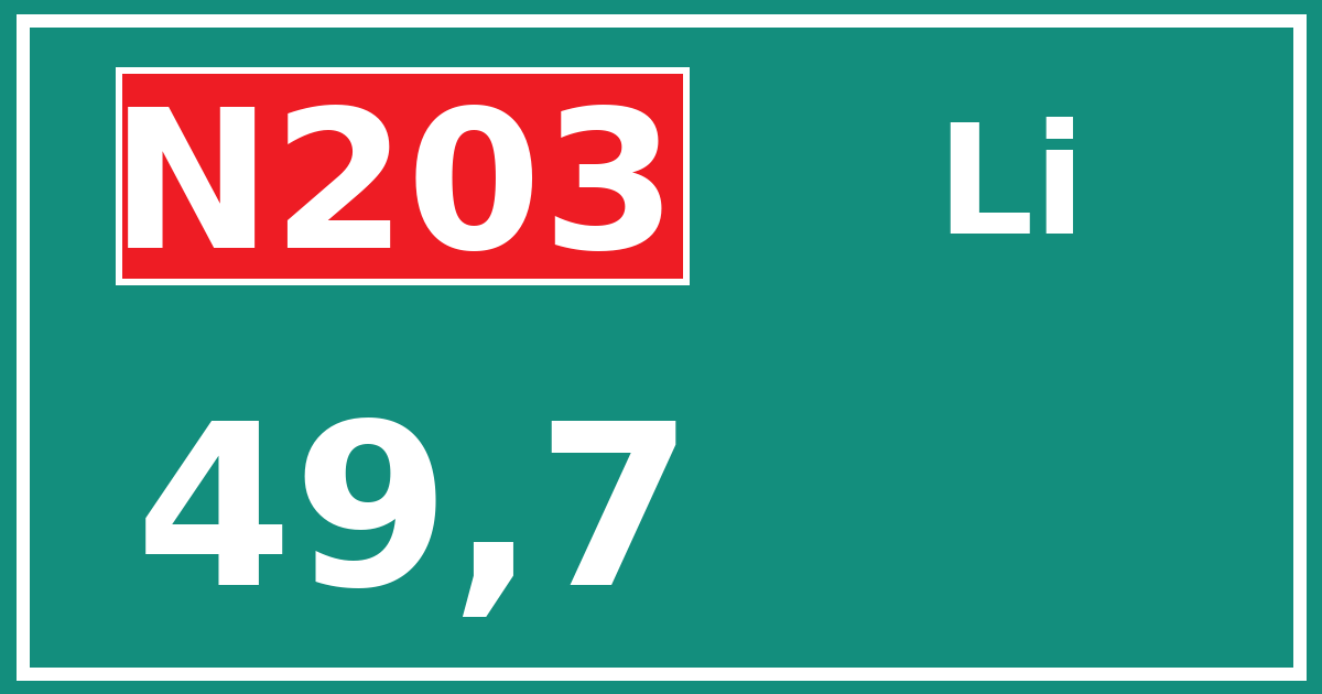 Hectometerbord N203 49,7 zijde Li