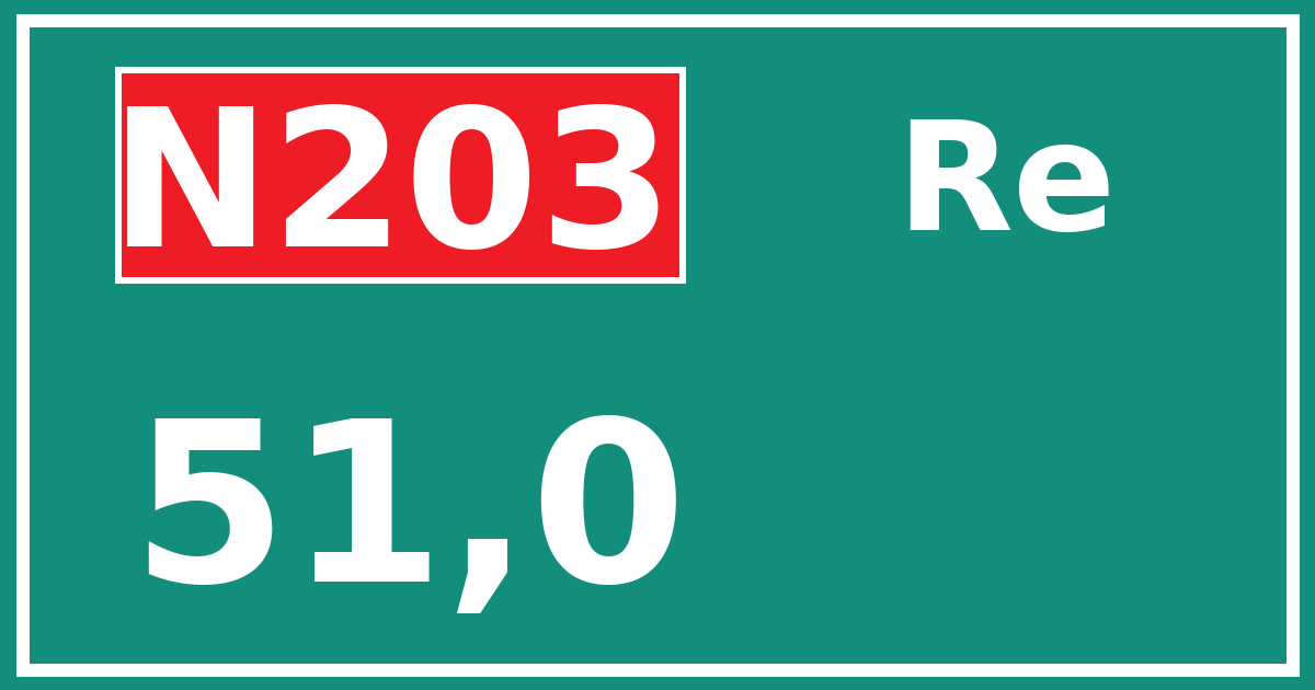 Hectometerbord N203 51,0 zijde Re