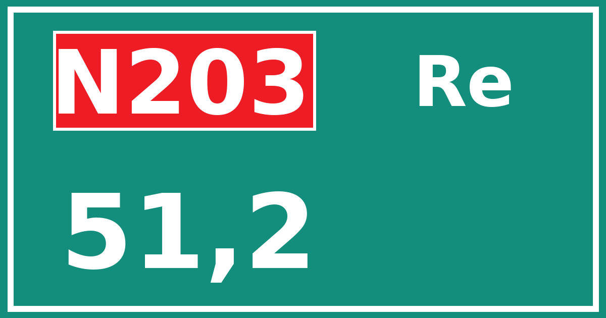 Hectometerbord N203 51,2 zijde Re