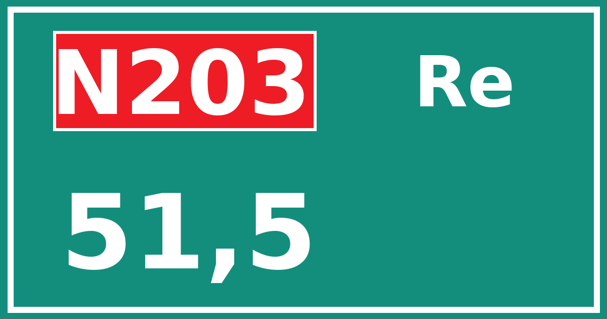Hectometerbord N203 51,5 zijde Re