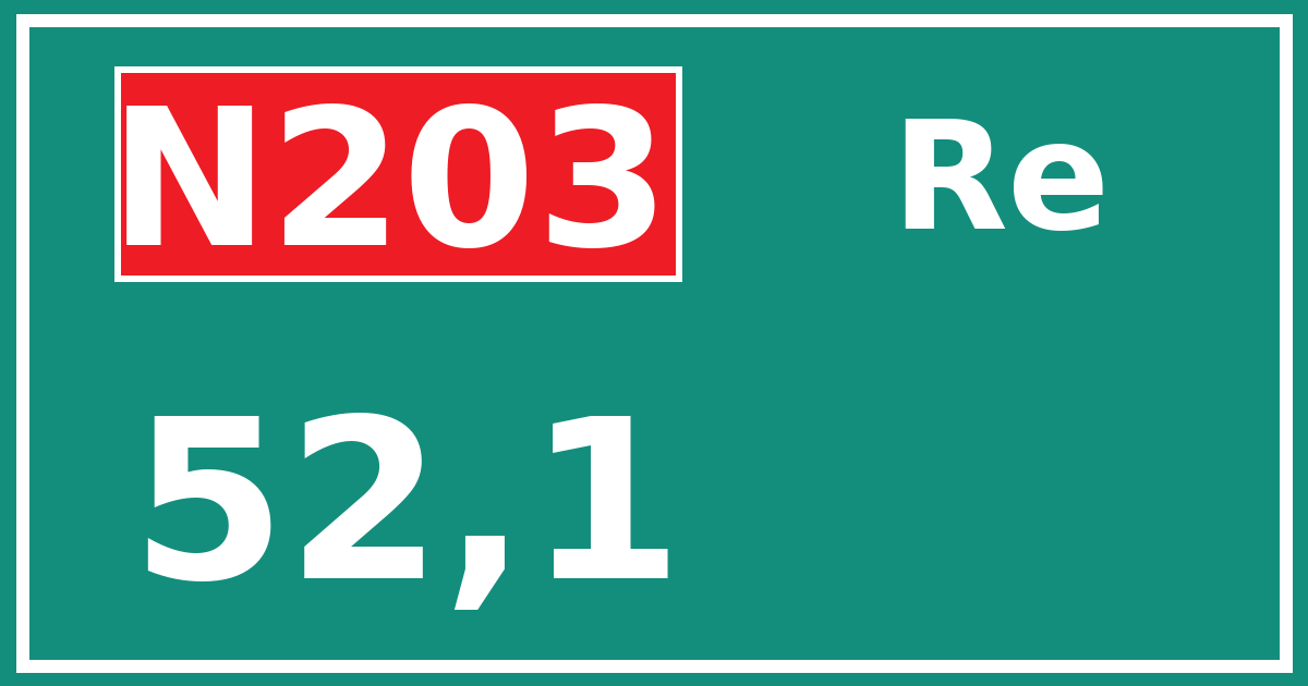 Hectometerbord N203 52,1 zijde Re