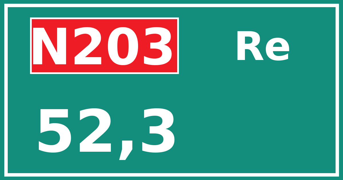 Hectometerbord N203 52,3 zijde Re