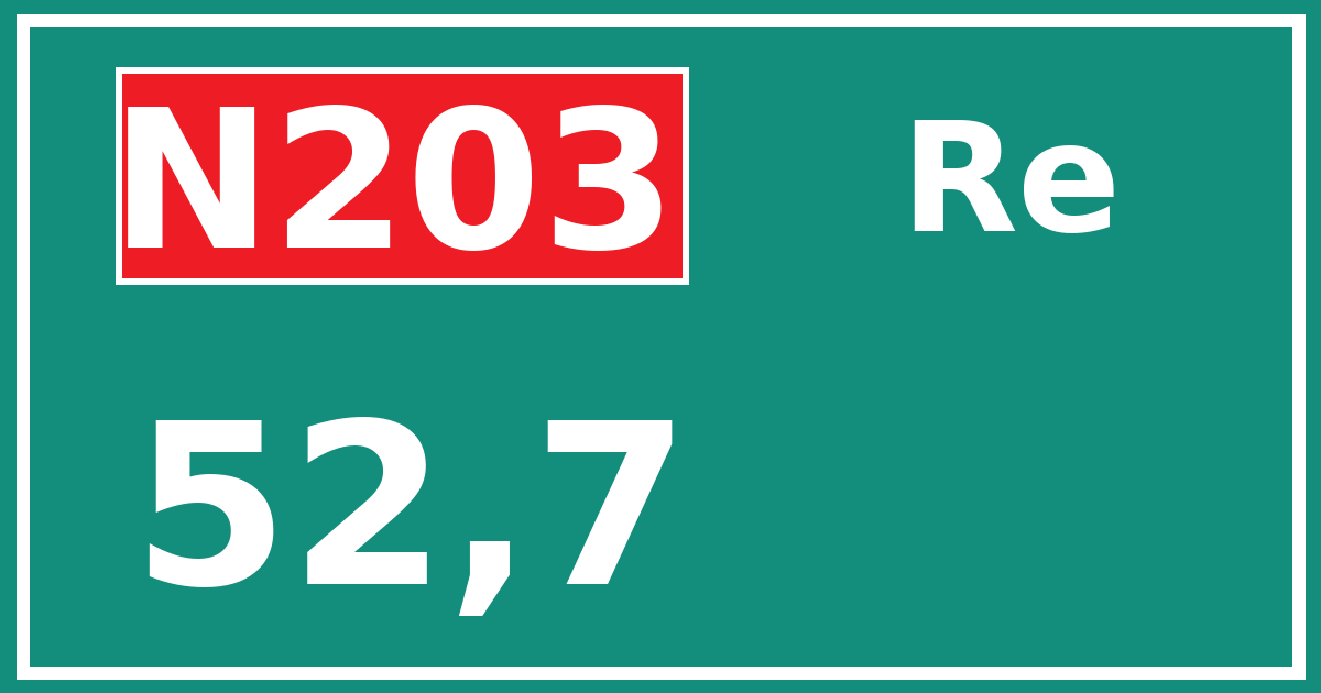 Hectometerbord N203 52,7 zijde Re