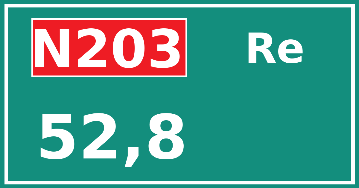 Hectometerbord N203 52,8 zijde Re