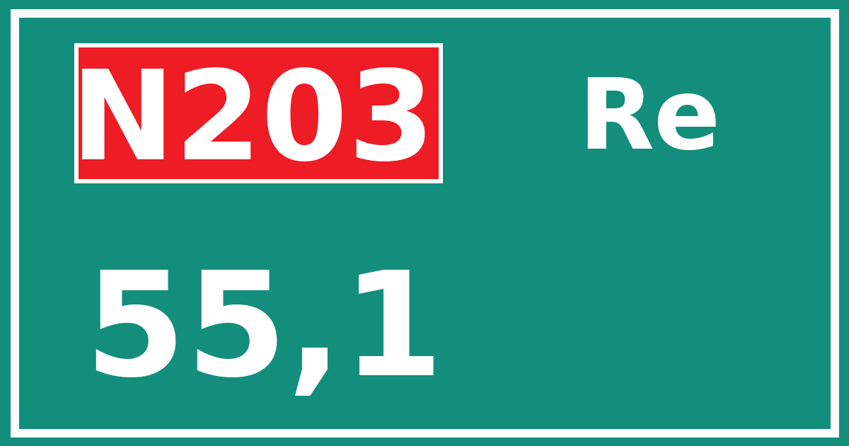 Hectometerbord N203 55,1 zijde Re