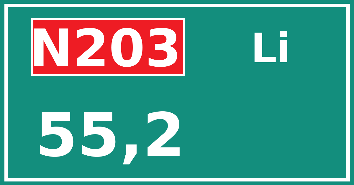 Hectometerbord N203 55,2 zijde Li