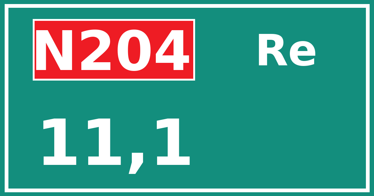 Hectometerbord N204 11,1 zijde Re
