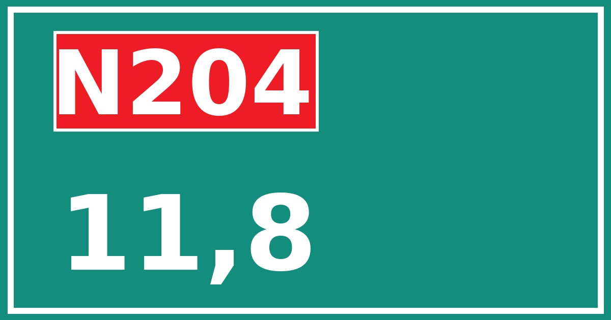 Hectometerbord N204 11,8