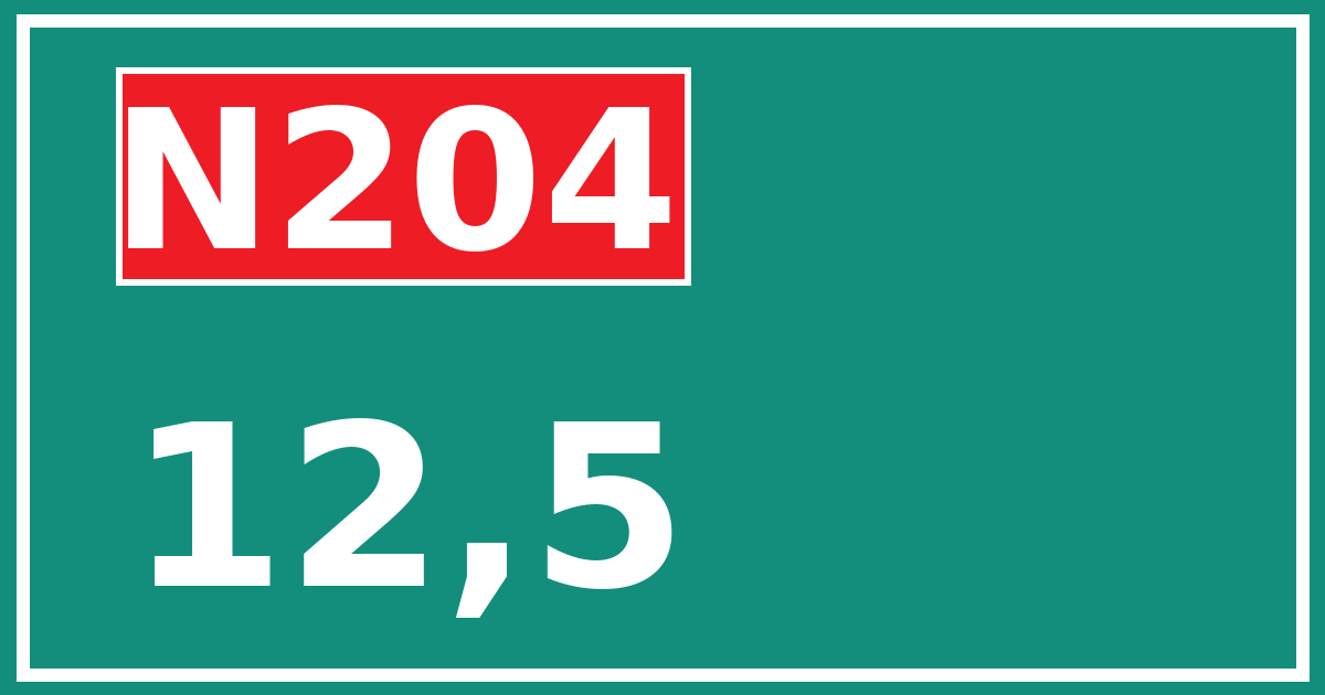 Hectometerbord N204 12,5