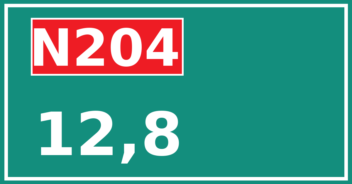 Hectometerbord N204 12,8