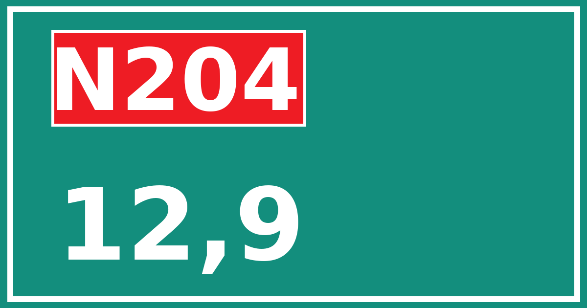 Hectometerbord N204 12,9