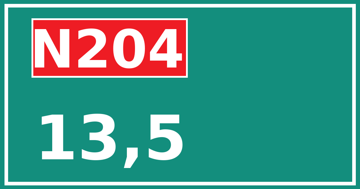 Hectometerbord N204 13,5