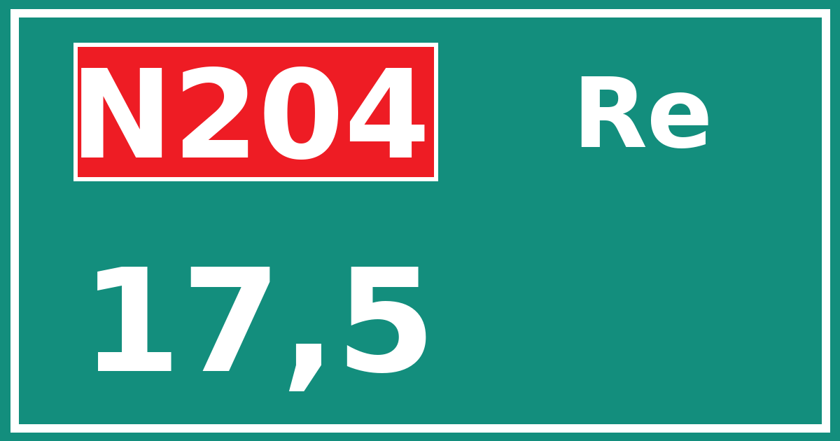 Hectometerbord N204 17,5 zijde Re