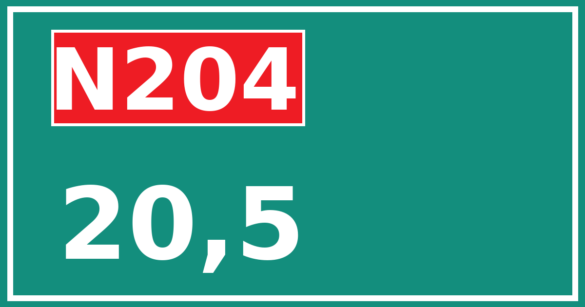 Hectometerbord N204 20,5