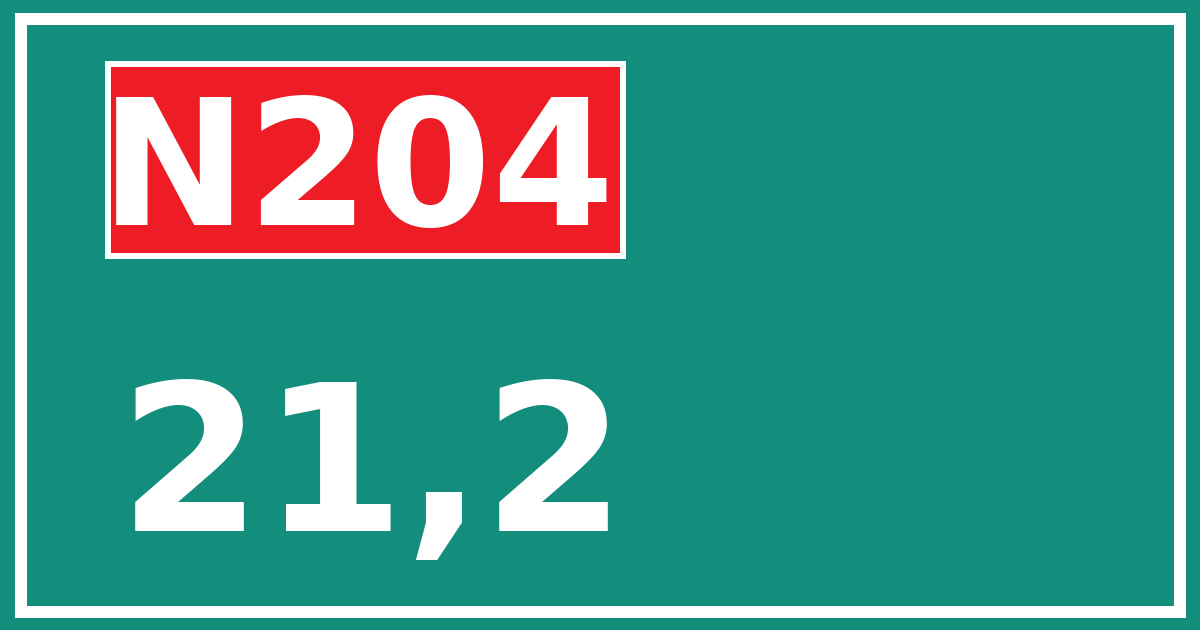 Hectometerbord N204 21,2