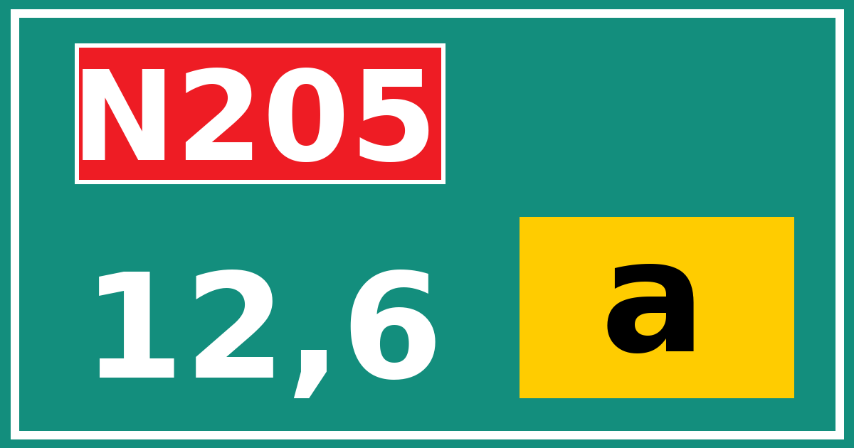 Hectometerbord N205 12,6 letter a