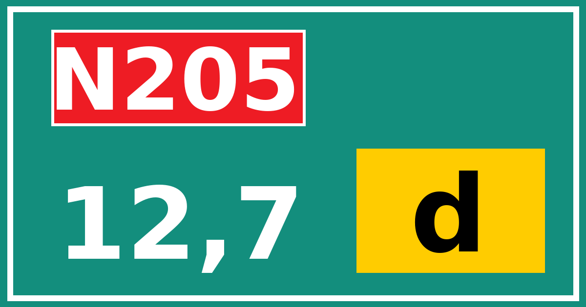 Hectometerbord N205 12,7 letter d