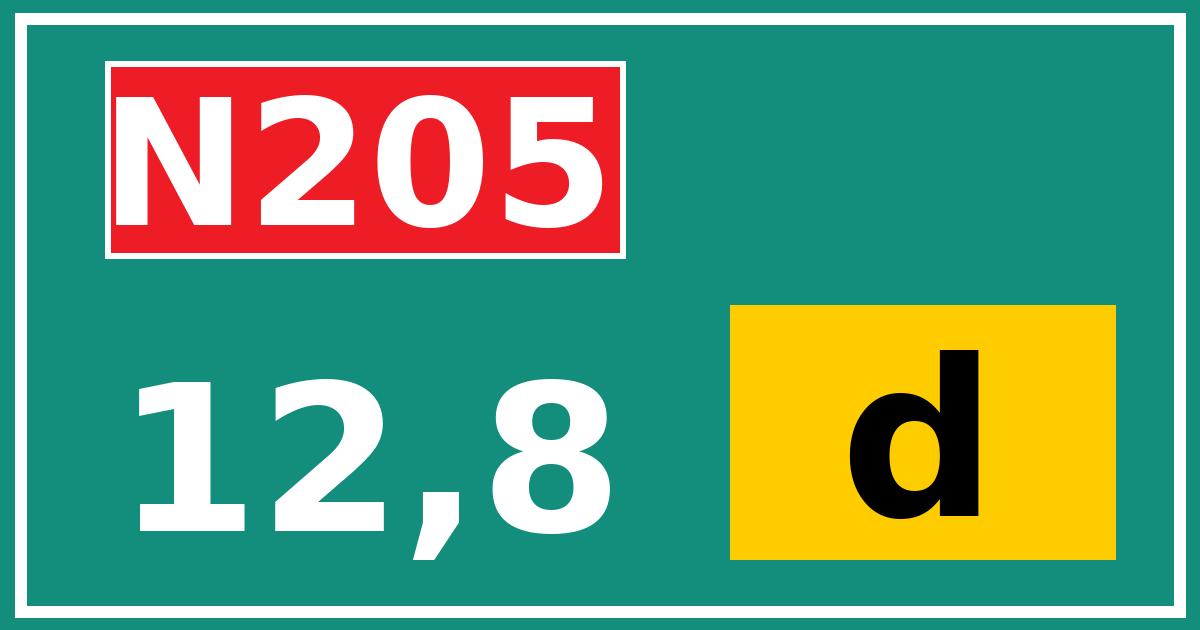 Hectometerbord N205 12,8 letter d