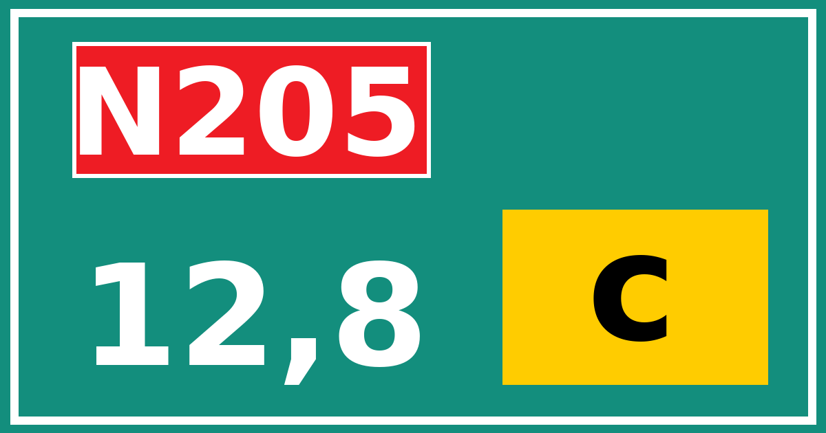 Hectometerbord N205 12,8 letter c