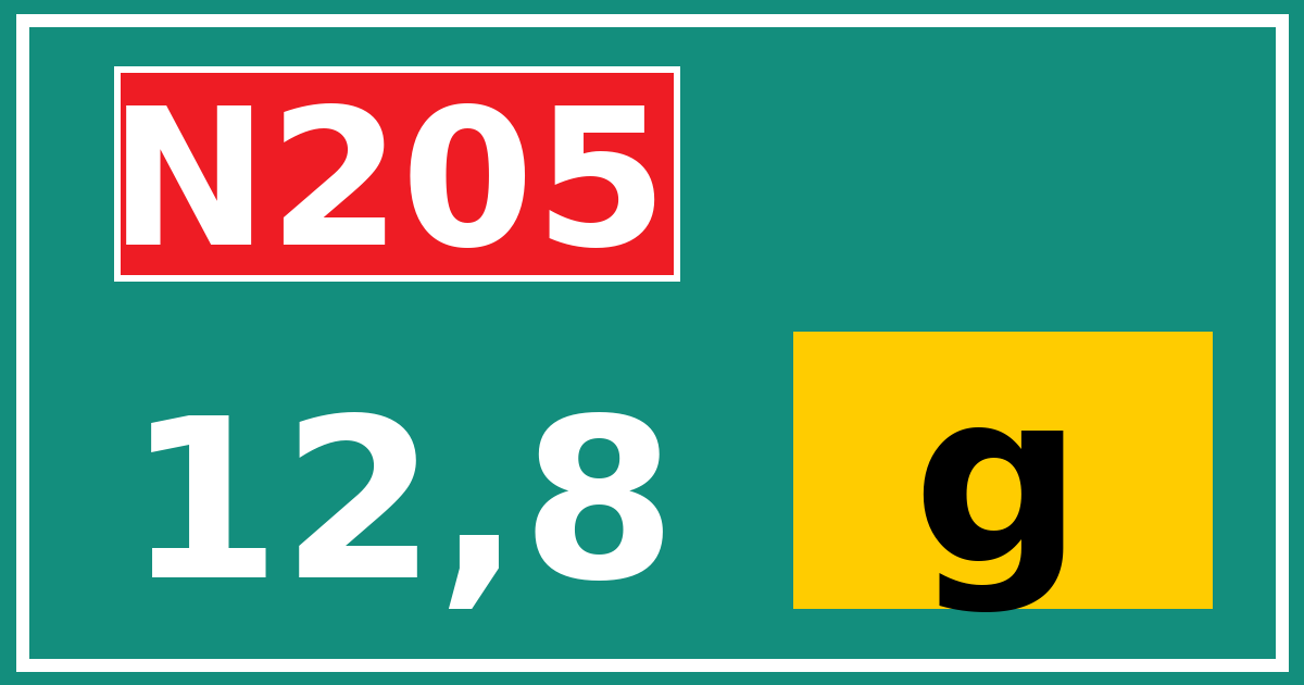 Hectometerbord N205 12,8 letter g