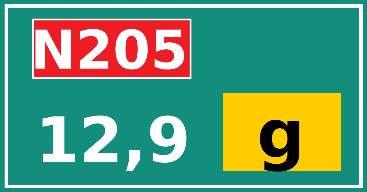 Hectometerbord N205 12,9 letter g