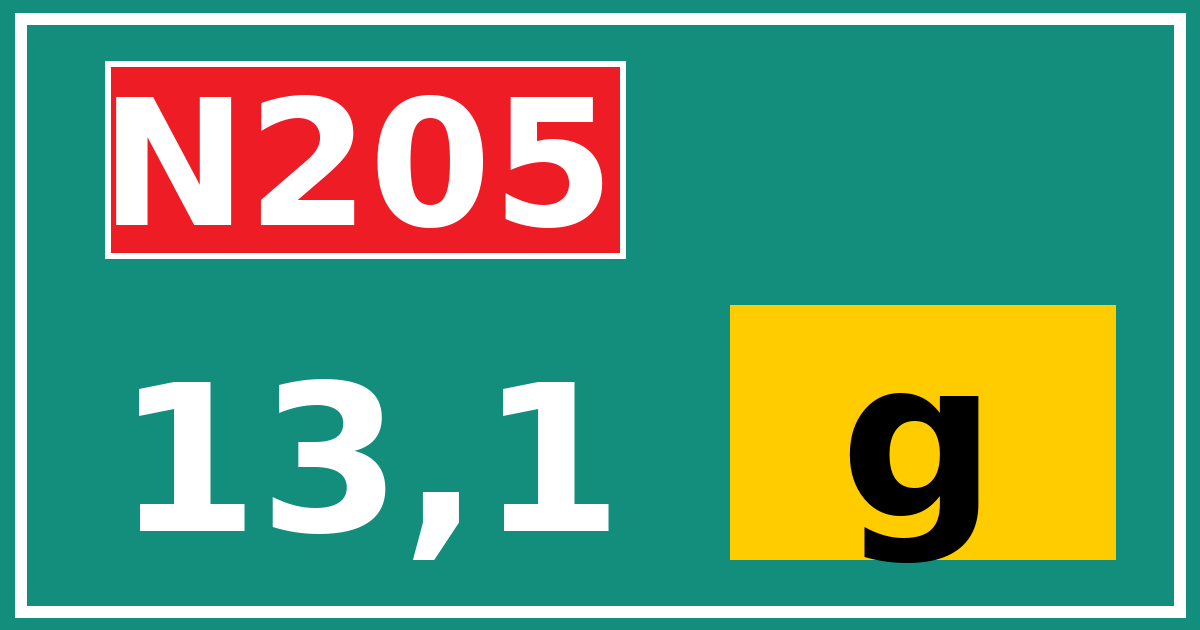 Hectometerbord N205 13,1 letter g