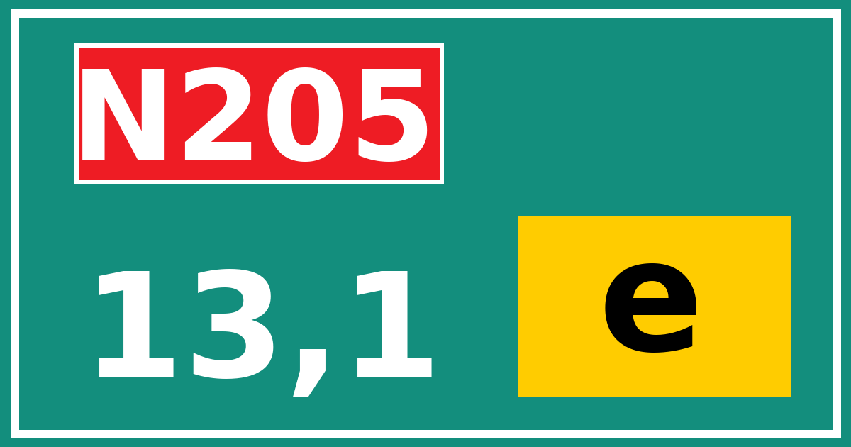 Hectometerbord N205 13,1 letter e