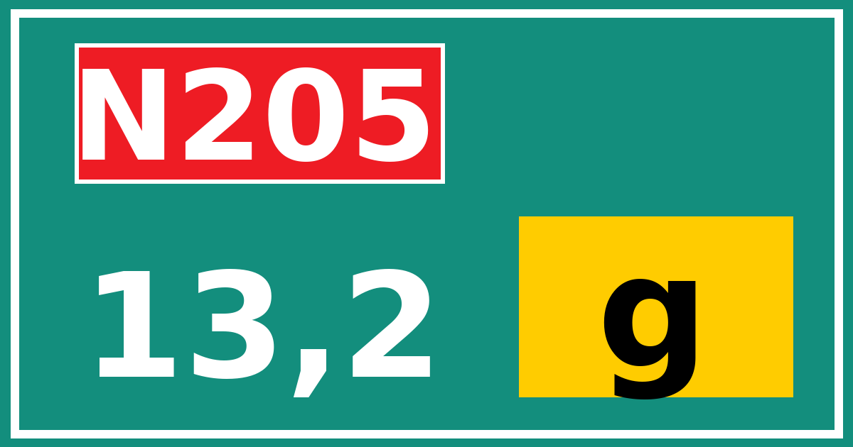 Hectometerbord N205 13,2 letter g