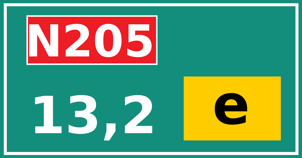 Hectometerbord N205 13,2 letter e