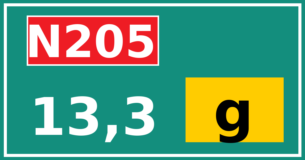 Hectometerbord N205 13,3 letter g