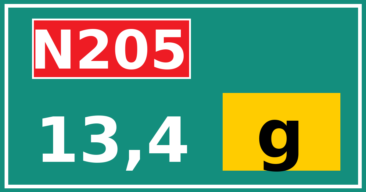 Hectometerbord N205 13,4 letter g