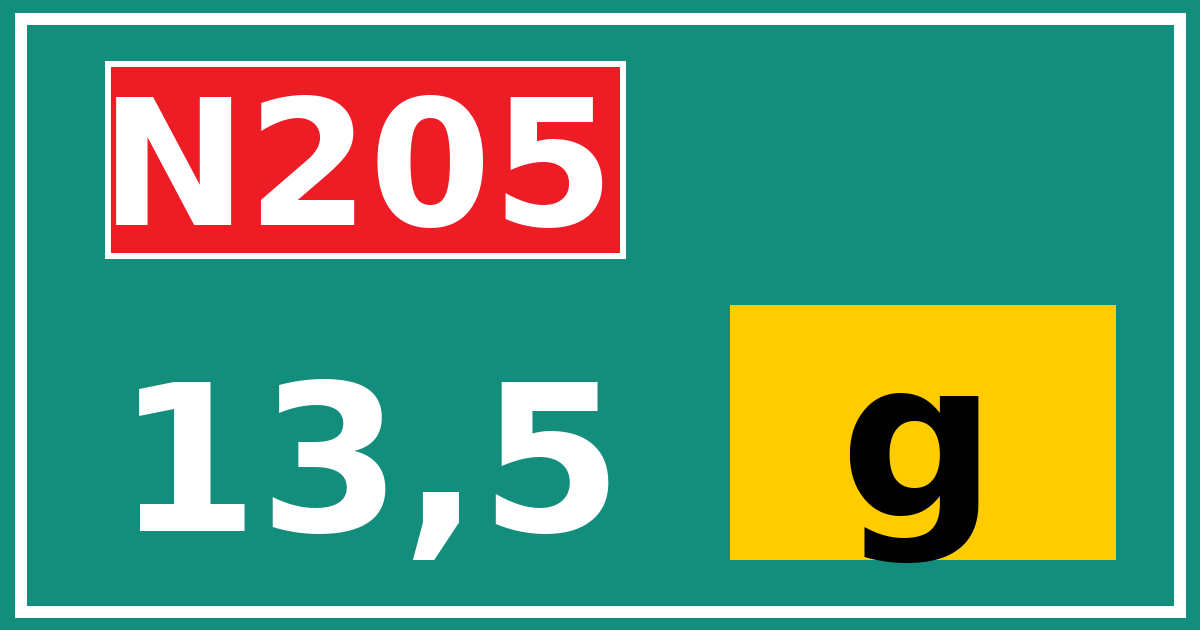 Hectometerbord N205 13,5 letter g