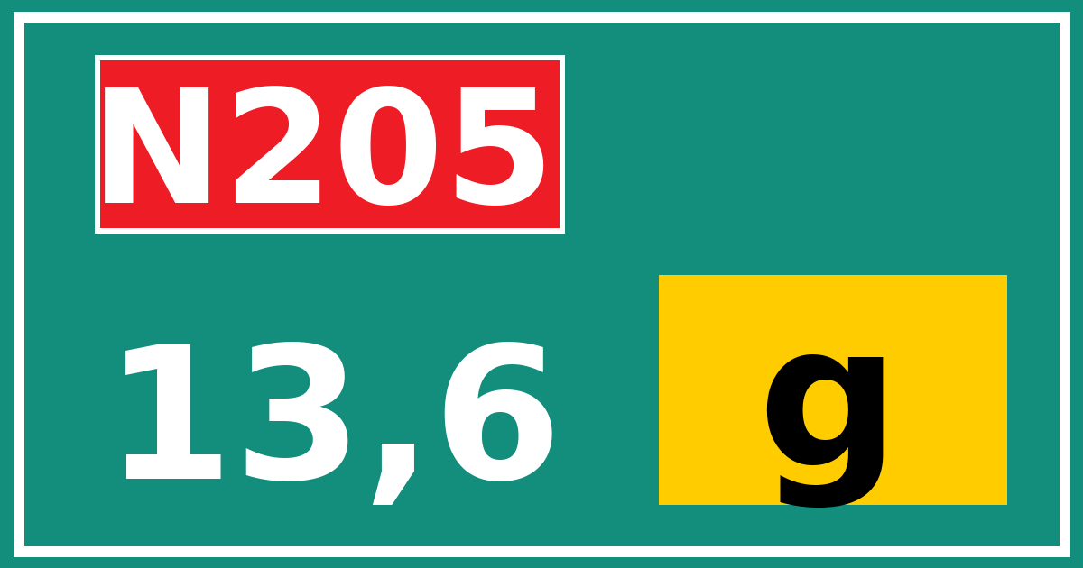 Hectometerbord N205 13,6 letter g