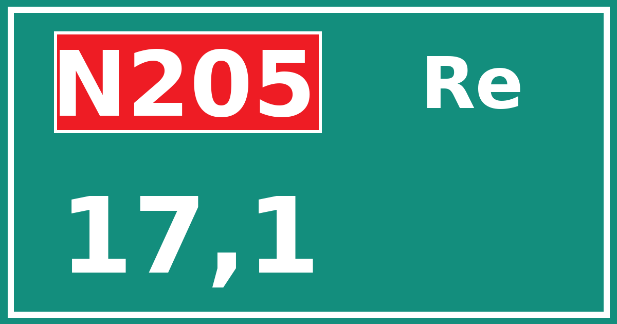 Hectometerbord N205 17,1 zijde Re