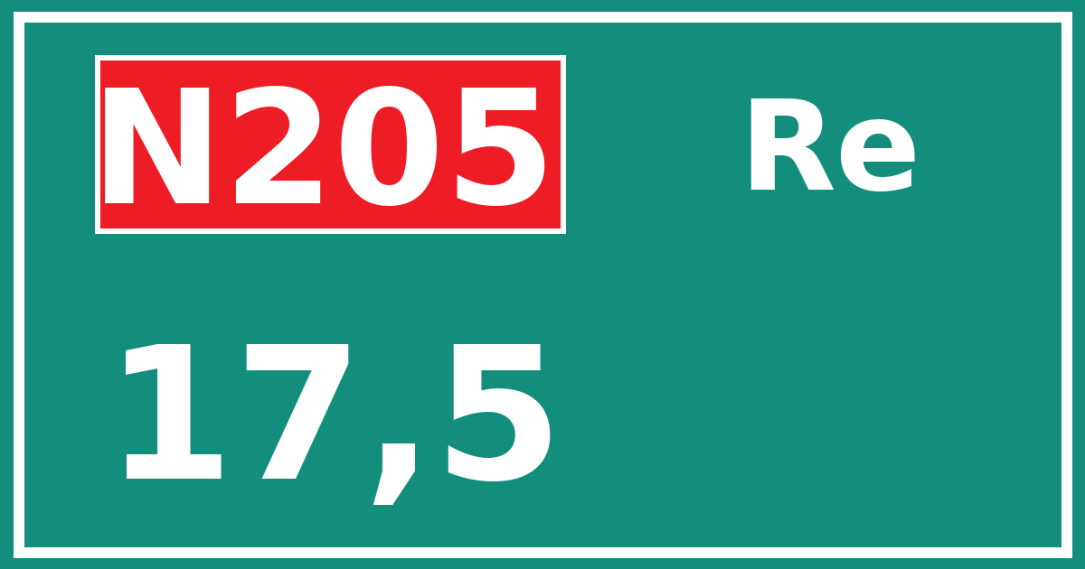 Hectometerbord N205 17,5 zijde Re