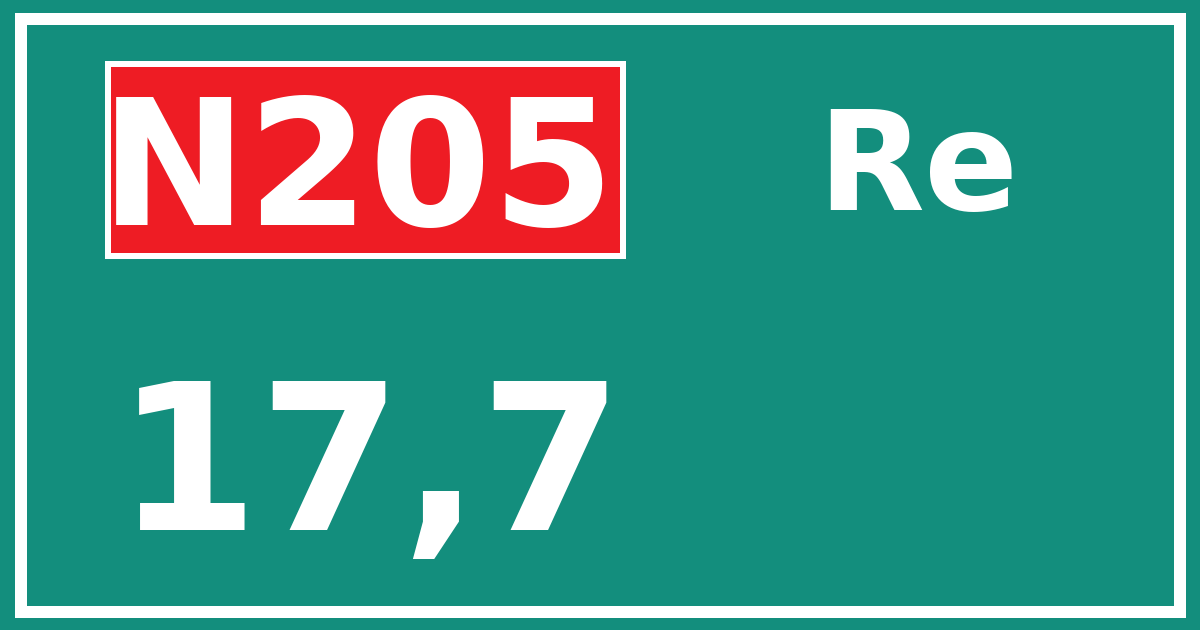 Hectometerbord N205 17,7 zijde Re