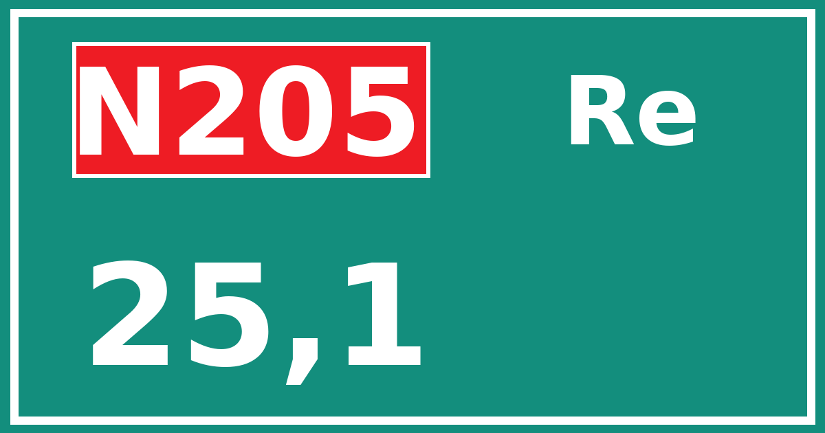 Hectometerbord N205 25,1 zijde Re