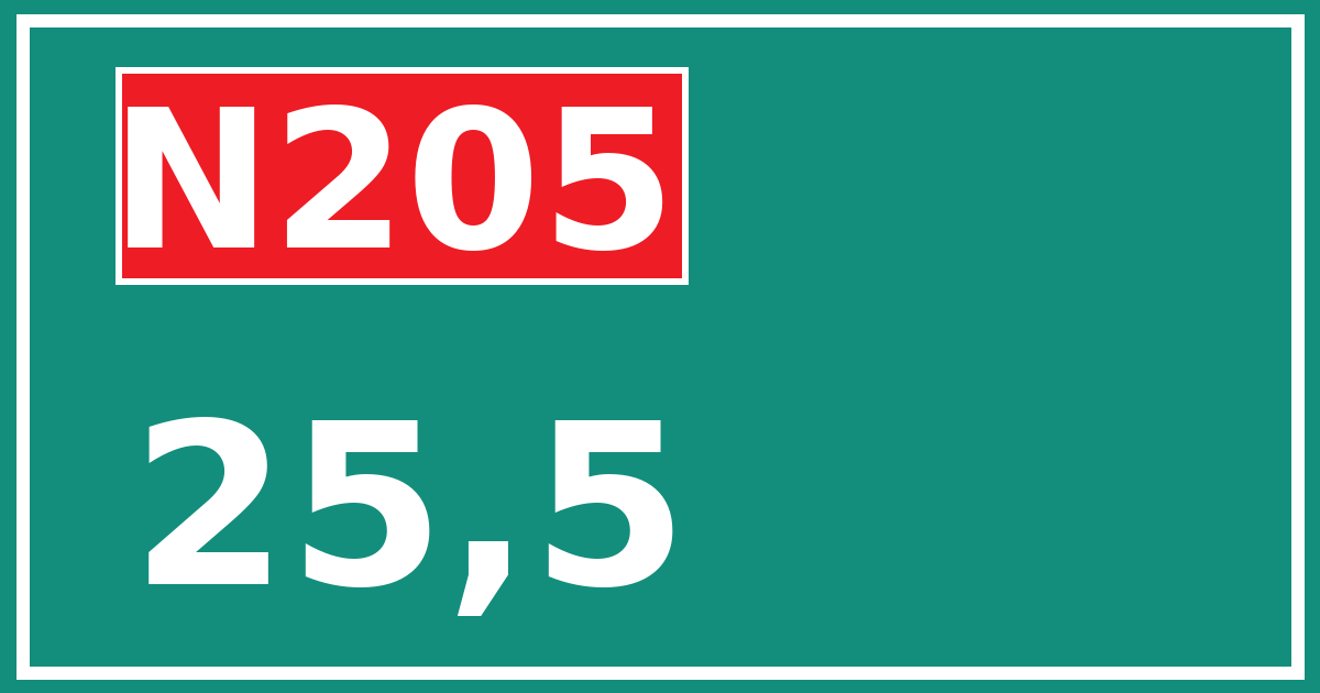 Hectometerbord N205 25,5