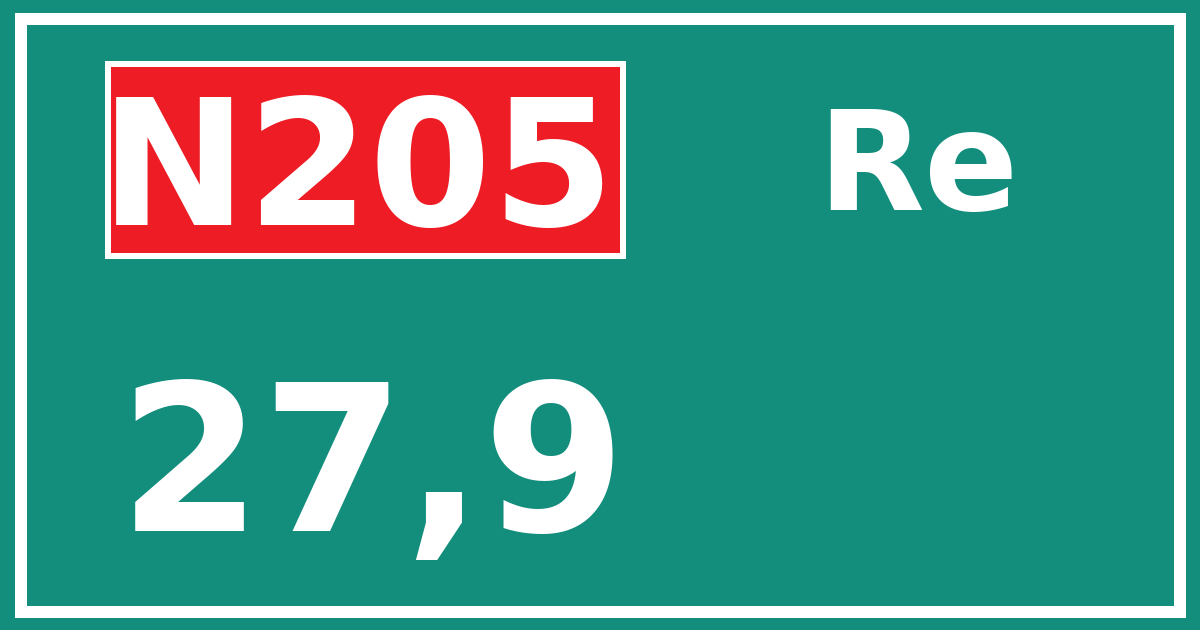 Hectometerbord N205 27,9 zijde Re