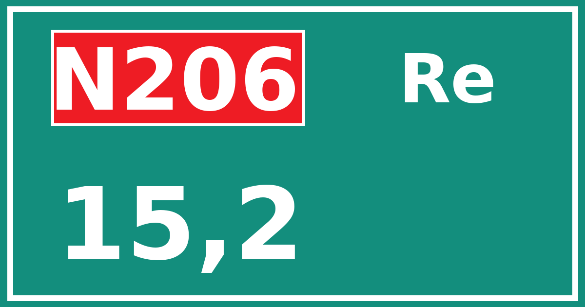Hectometerbord N206 15,2 zijde Re