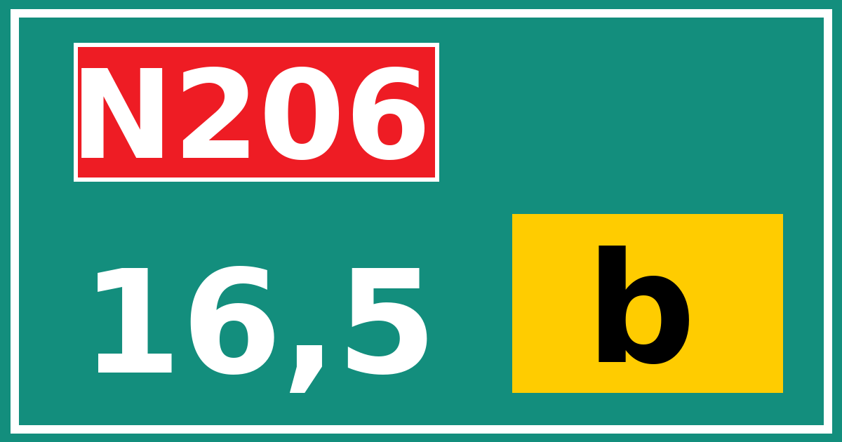 Hectometerbord N206 16,5 letter b