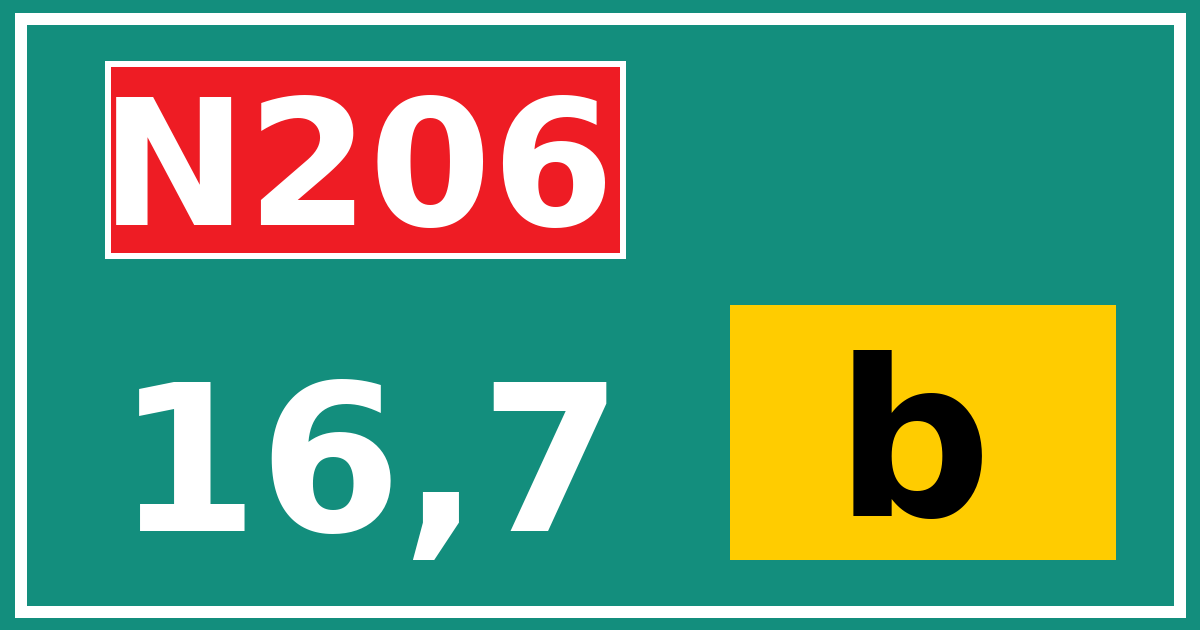 Hectometerbord N206 16,7 letter b